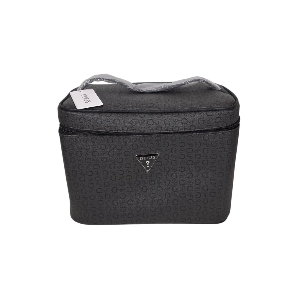 Guess BCS7200901 Coal Logo Junction Travel Top-Zip Toiletry Cosmetic Bag New